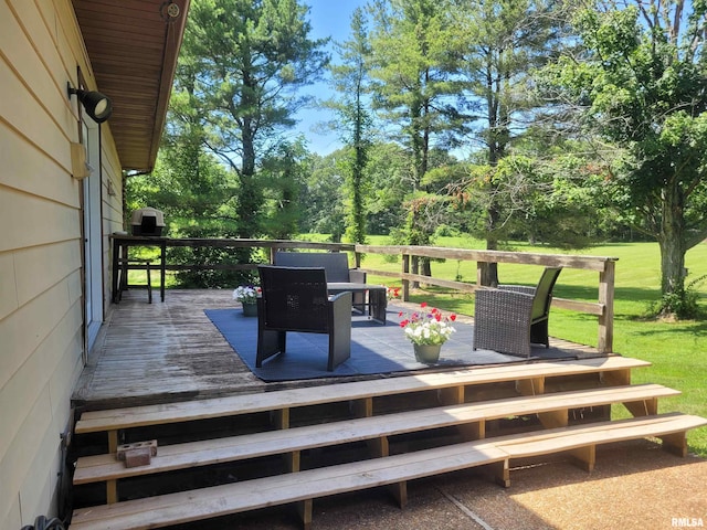 11968 E Goshen Meadows Rd, Mount Vernon, IL 62864 - wooden deck with view of scattered trees and a lawn