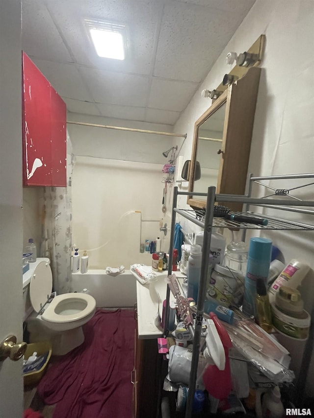 303 S Forest Ave, Carbondale, IL 62901 - full bathroom featuring a paneled ceiling, shower / bath combo, and vanity