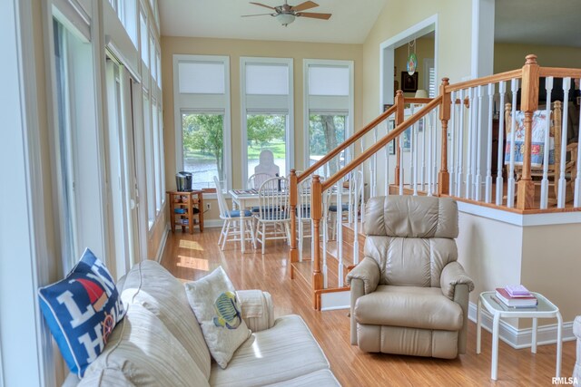 1382 Nicklaus Ln, Marion, IL 62959 - living room with a ceiling fan, wood finished floors, and lofted ceiling