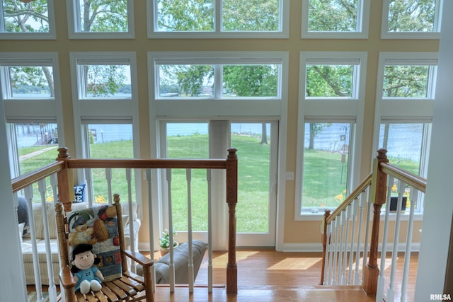 1382 Nicklaus Ln, Marion, IL 62959 - entryway featuring plenty of natural light, a towering ceiling, and wood finished floors