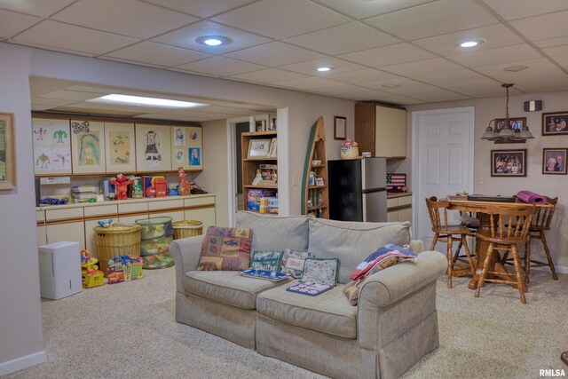 1382 Nicklaus Ln, Marion, IL 62959 - living room featuring carpet, recessed lighting, and a drop ceiling
