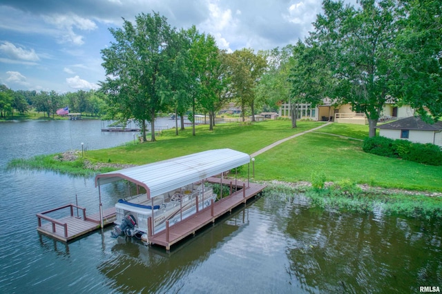 1382 Nicklaus Ln, Marion, IL 62959 - dock area featuring a water view and a yard