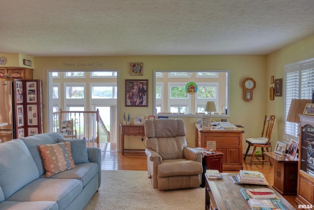 1382 Nicklaus Ln, Marion, IL 62959 - carpeted living area with a textured ceiling