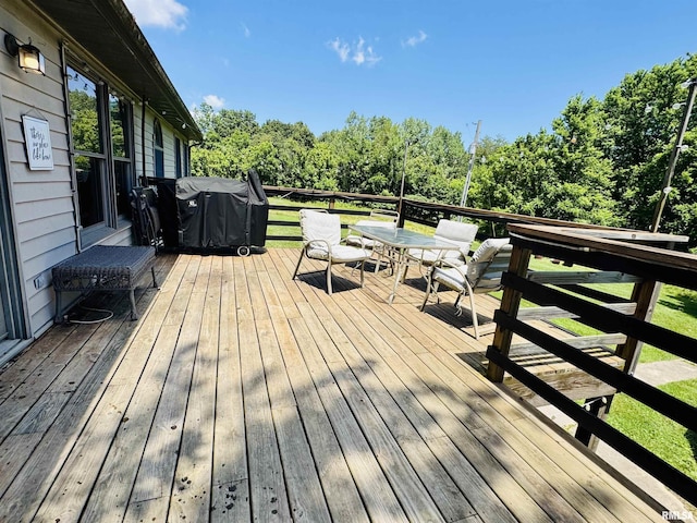 348 Medlin Rd, Walnut Hill, IL 62893 - wooden terrace featuring outdoor dining area and grilling area