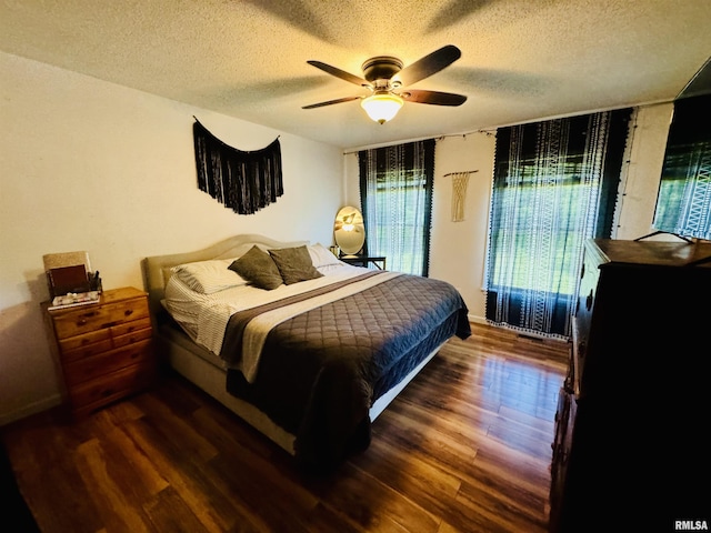 348 Medlin Rd, Walnut Hill, IL 62893 - bedroom with wood finished floors, a textured ceiling, and ceiling fan