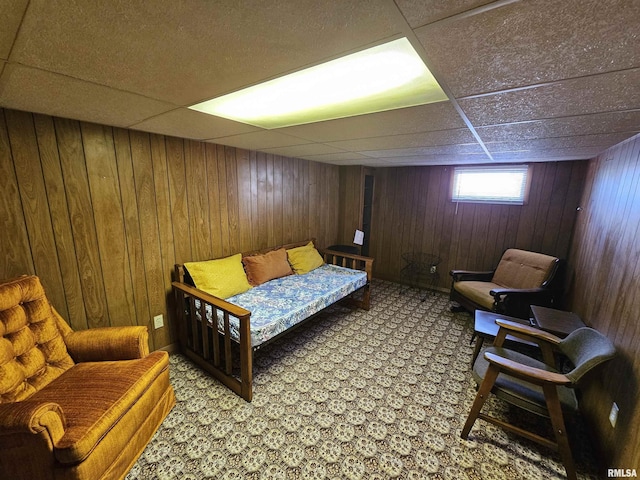 2500 Perkins Ave, Mount Vernon, IL 62864 - carpeted bedroom with a paneled ceiling and wooden walls