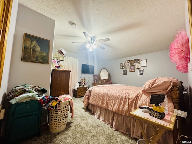 902 N Buchanan St, Benton, IL 62812 - carpeted bedroom with a ceiling fan and a textured ceiling