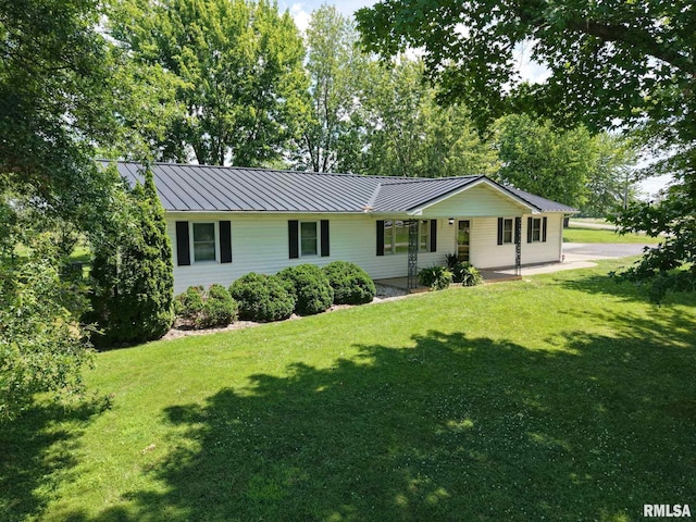 13919 Hamilton Pike Rd, Whittington, IL 62897 - ranch-style house featuring a standing seam roof, a front lawn, and a metal roof