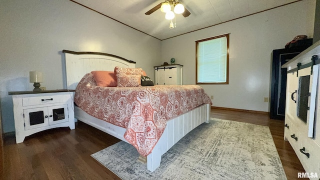 13919 Hamilton Pike Rd, Whittington, IL 62897 - bedroom featuring wood finished floors, vaulted ceiling, and ceiling fan