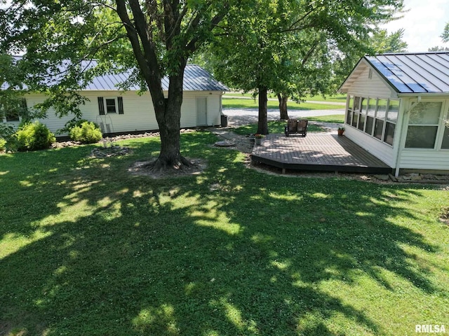 13919 Hamilton Pike Rd, Whittington, IL 62897 - view of grassy yard with a deck and a sunroom