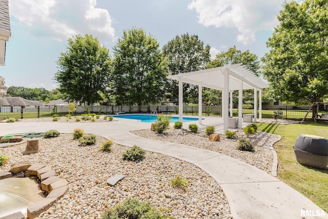 1506 Gleneagle Dr, Marion, IL 62959 - view of pool featuring a pergola, a patio, and a fenced backyard