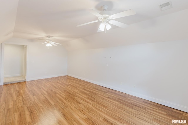 1506 Gleneagle Dr, Marion, IL 62959 - additional living space featuring lofted ceiling, ceiling fan, and light wood-style floors