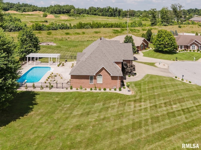 1506 Gleneagle Dr, Marion, IL 62959 - aerial view of property and surrounding area with a pool area and a tree filled landscape