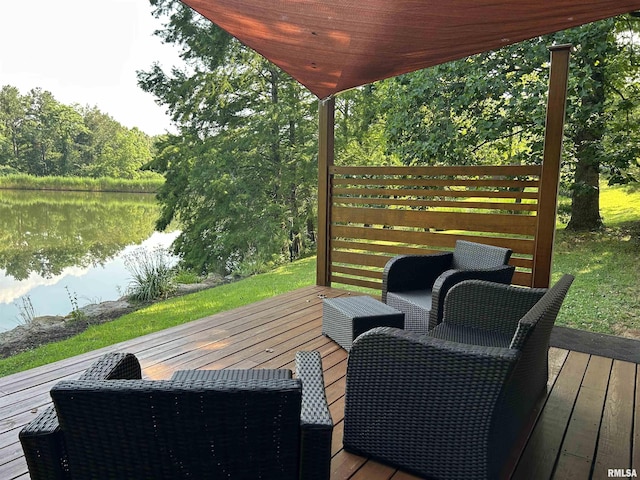 304 May Apple Ln, Carbondale, IL 62903 - wooden terrace featuring a water view