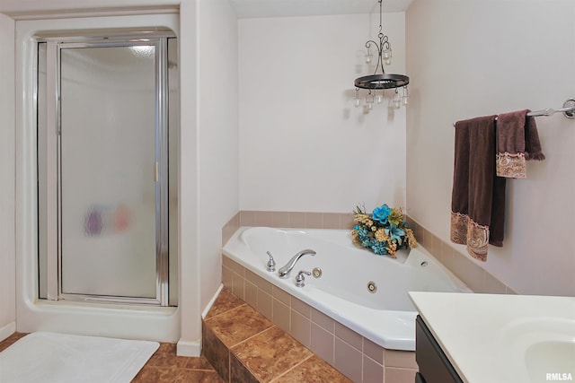 1818 Calico Rd, Marion, IL 62959 - full bathroom featuring a shower stall, a jetted tub, and vanity
