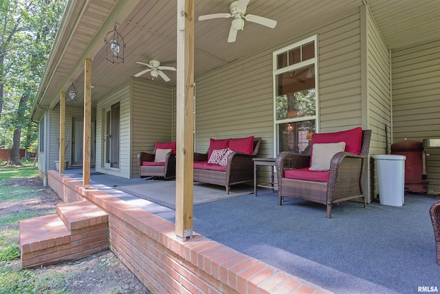 1818 Calico Rd, Marion, IL 62959 - wooden deck featuring ceiling fan, outdoor lounge area, and a patio area