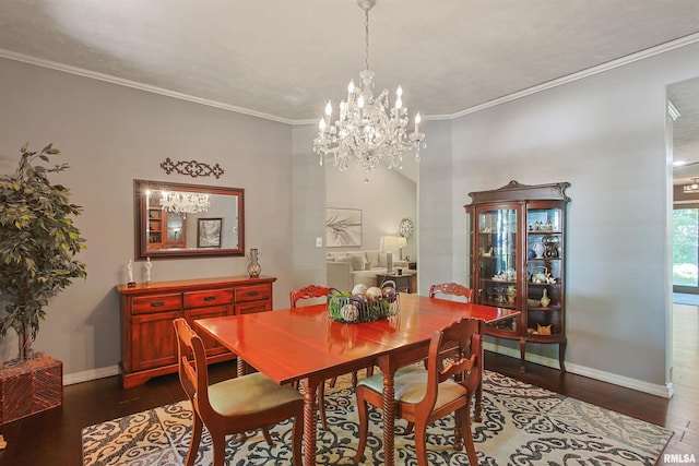 1818 Calico Rd, Marion, IL 62959 - dining area featuring dark wood-style flooring, a chandelier, and crown molding