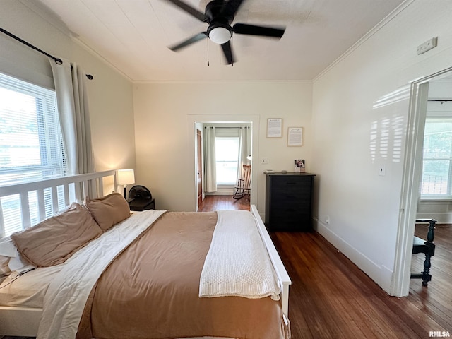 817 W Hendrickson St, Marion, IL 62959 - bedroom with wood finished floors, crown molding, and a ceiling fan