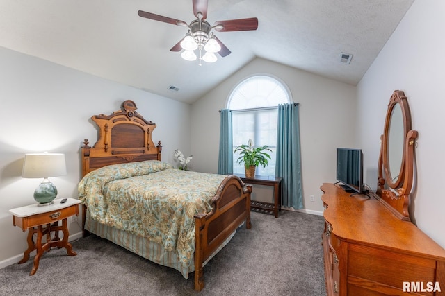 1600 S Eugene Ln, Marion, IL 62959 - bedroom with vaulted ceiling, carpet flooring, and a ceiling fan