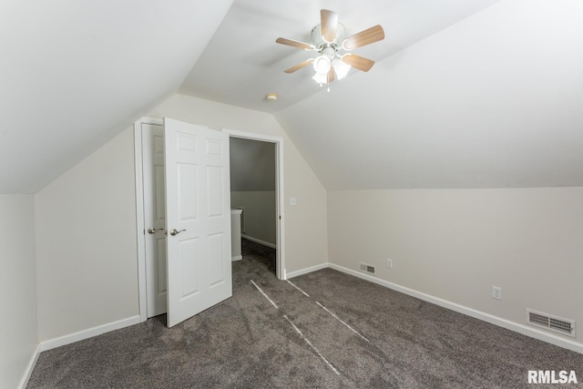 1600 S Eugene Ln, Marion, IL 62959 - bonus room with dark carpet, vaulted ceiling, and ceiling fan
