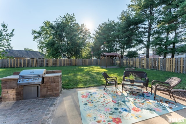 1600 S Eugene Ln, Marion, IL 62959 - fenced backyard with a patio area, area for grilling, and a gazebo
