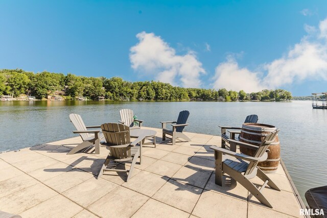 3525 Parrish Ridge Ln, Goreville, IL 62939 - dock area featuring a water view and a patio