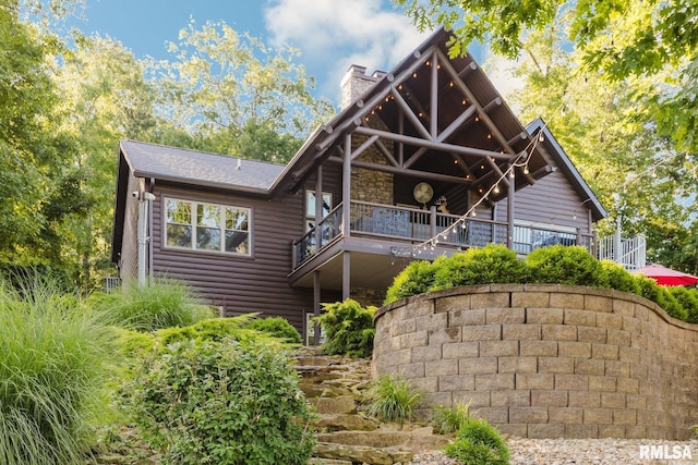 3525 Parrish Ridge Ln, Goreville, IL 62939 - rear view of house with a chimney and a balcony