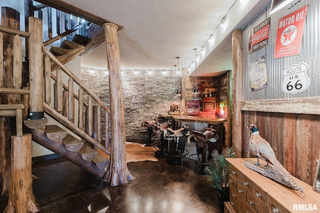 3525 Parrish Ridge Ln, Goreville, IL 62939 - staircase featuring concrete flooring and track lighting