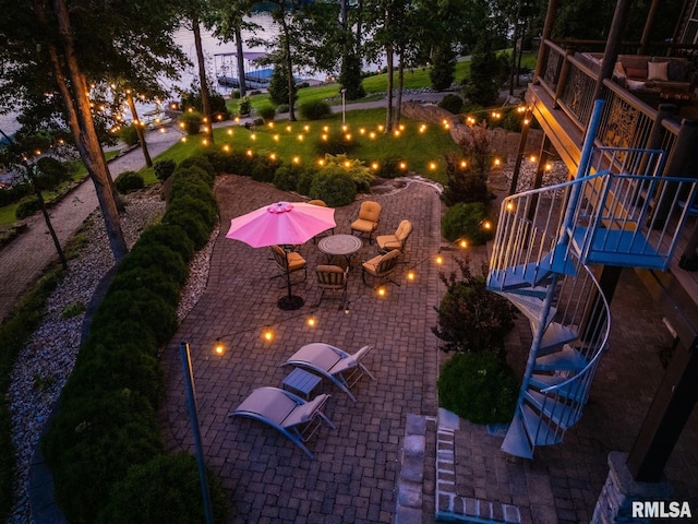 3525 Parrish Ridge Ln, Goreville, IL 62939 - view of patio / terrace featuring stairway and outdoor dining space