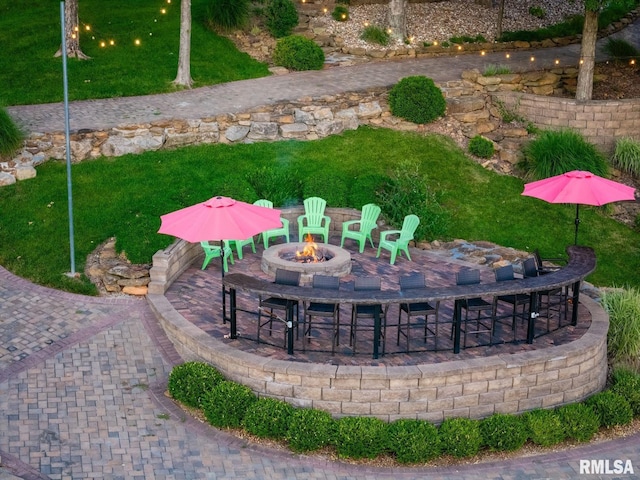 3525 Parrish Ridge Ln, Goreville, IL 62939 - view of patio / terrace featuring an outdoor fire pit