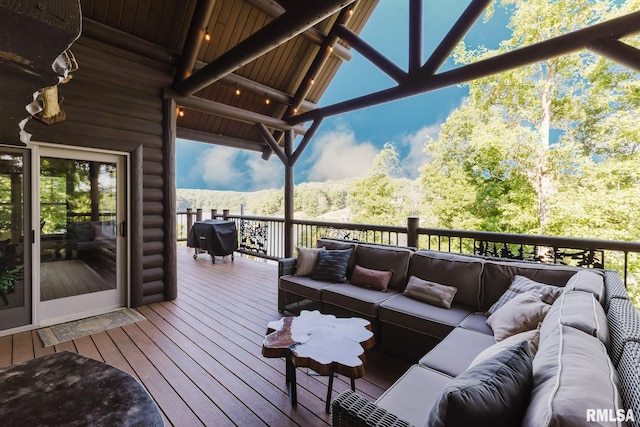 3525 Parrish Ridge Ln, Goreville, IL 62939 - deck with outdoor lounge area and area for grilling