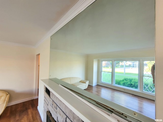 119 S 6th St SE, Clay City, IL 62824 - interior space with crown molding and dark wood-style flooring