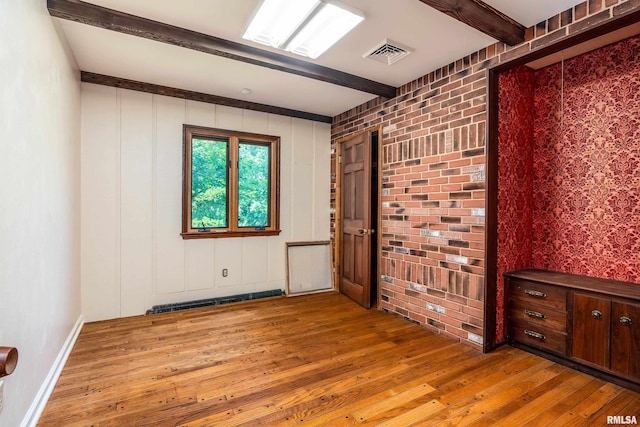 2723 Country Club Rd, Carbondale, IL 62901 - spare room featuring hardwood / wood-style flooring and beamed ceiling