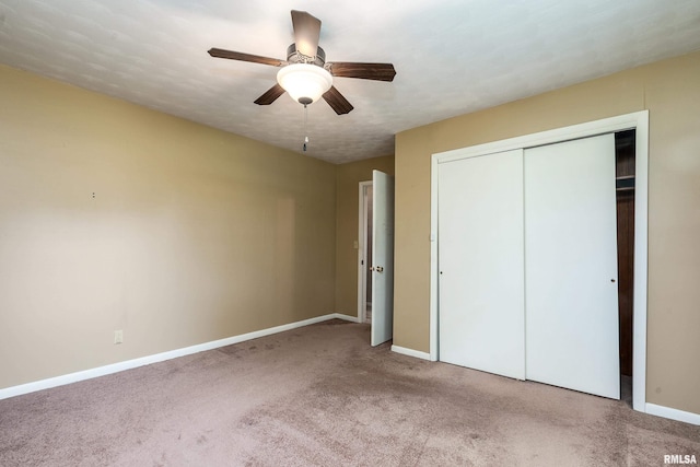 4341 Market Rd, Marion, IL 62959 - unfurnished bedroom featuring carpet flooring, a closet, and a ceiling fan