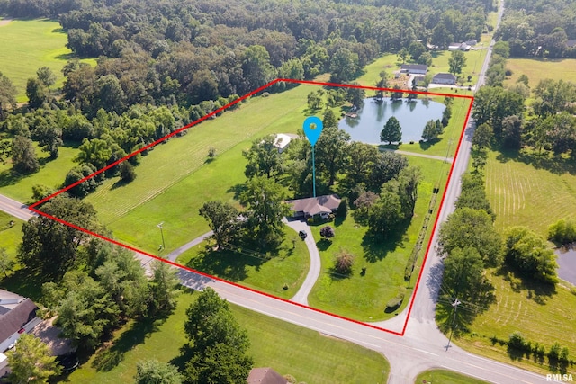 4341 Market Rd, Marion, IL 62959 - aerial view of property and surrounding area featuring property parcel outlined and a large body of water