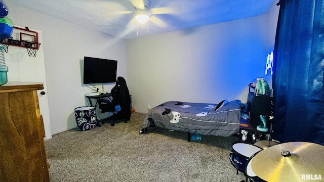 13607 Leisure Ln, Benton, IL 62812 - bedroom with carpet flooring and a ceiling fan