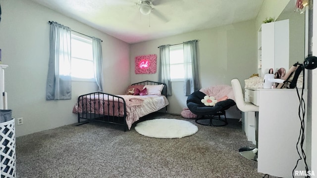 13607 Leisure Ln, Benton, IL 62812 - carpeted bedroom featuring multiple windows and a ceiling fan