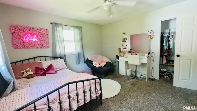 13607 Leisure Ln, Benton, IL 62812 - carpeted bedroom featuring ceiling fan and a spacious closet
