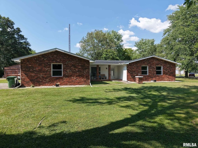 13607 Leisure Ln, Benton, IL 62812 - view of front of home with a front yard, brick siding, and a porch
