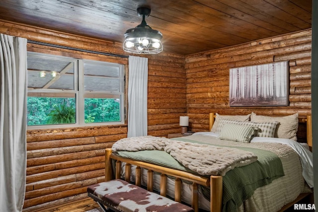 14682 White Birch Ct, Benton, IL 62812 - bedroom featuring wooden ceiling and log walls