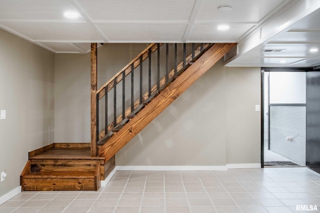 14682 White Birch Ct, Benton, IL 62812 - staircase with baseboards and tile patterned floors