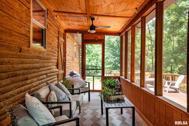 14682 White Birch Ct, Benton, IL 62812 - sunroom with a ceiling fan and an outdoor hangout area