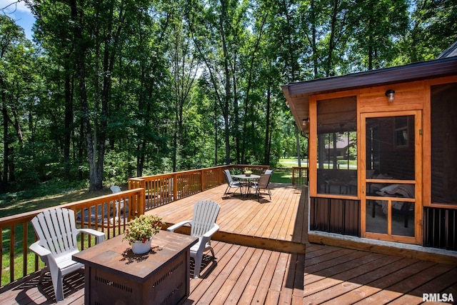 14682 White Birch Ct, Benton, IL 62812 - deck featuring outdoor dining space and a sunroom