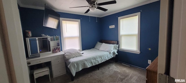 1420 N 17th St, Mount Vernon, IL 62864 - carpeted bedroom with crown molding and ceiling fan
