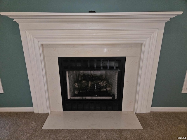 1905 N Dawn Dr, Marion, IL 62959 - detailed view of a high end fireplace and carpet floors