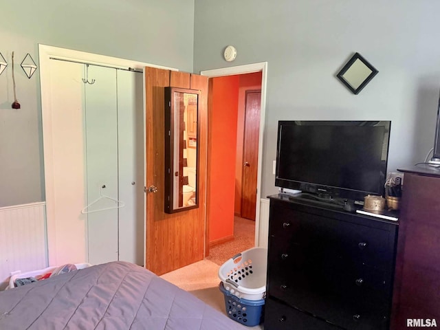 24 Adkins St, Metropolis, IL 62960 - carpeted bedroom featuring a closet and a wainscoted wall