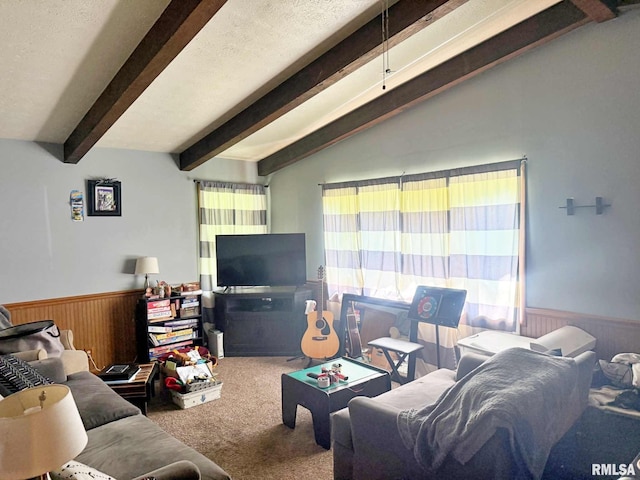 24 Adkins St, Metropolis, IL 62960 - living area featuring carpet, a wainscoted wall, and wooden walls