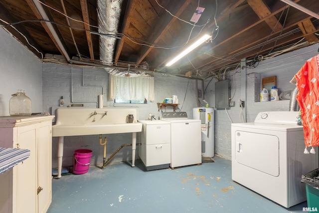 2011 Logan St, Murphysboro, IL 62966 - washroom featuring electric water heater, independent washer and dryer, and electric panel
