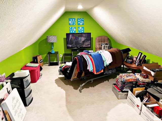 43 E Lakewood Dr, Metropolis, IL 62960 - carpeted bedroom featuring lofted ceiling and a textured ceiling