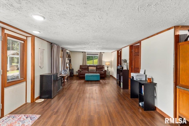 468 Clifty Heights Dr, Marion, IL 62959 - living area with dark wood-type flooring and a textured ceiling
